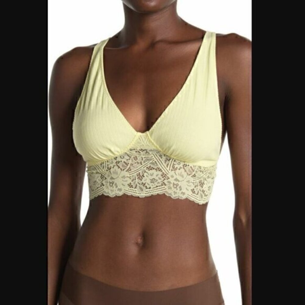 Free People Teegan Lace Bralette in Daybreak Dandelion Yellow Size XS NWT